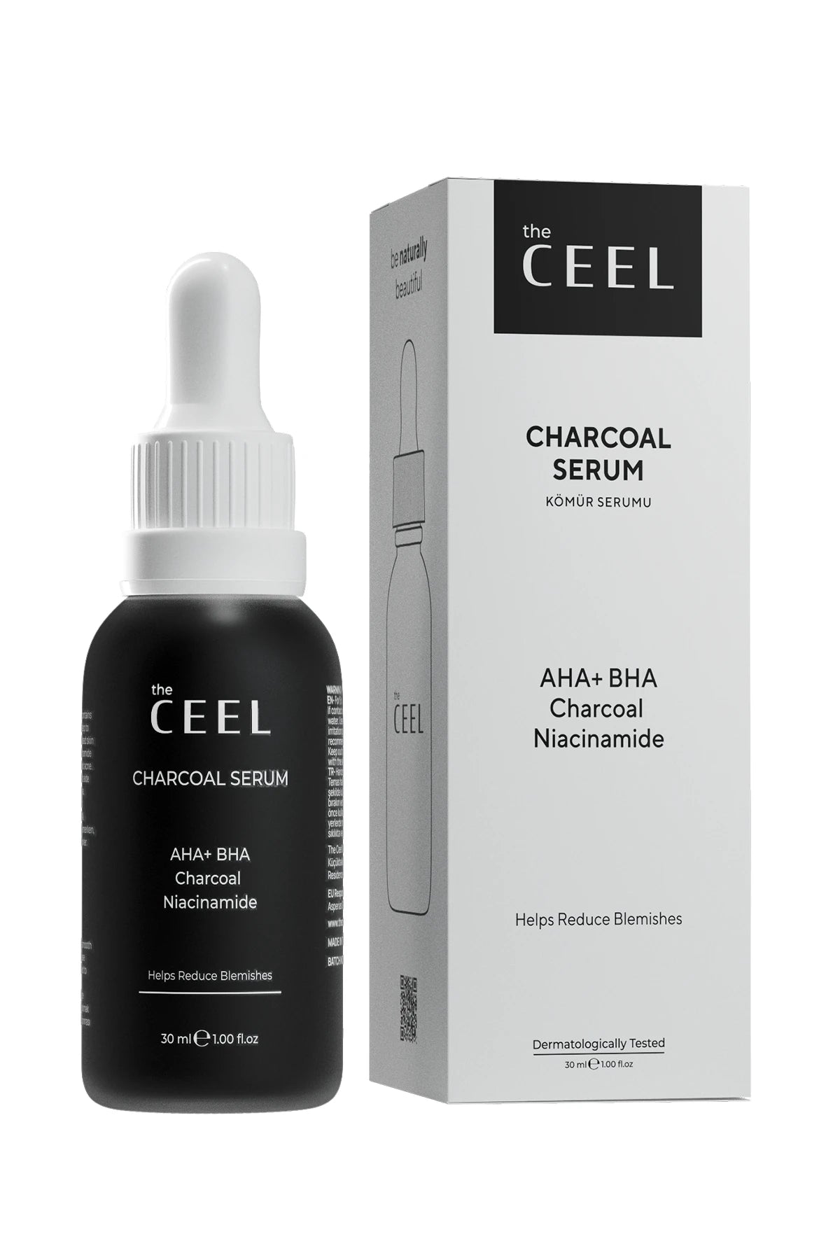 СЕРУМ ПРОТИВ НЕСЪВЪРШЕНСТВА с Активен въглен, Ниацинамид, AHA+BHA – 30ml
