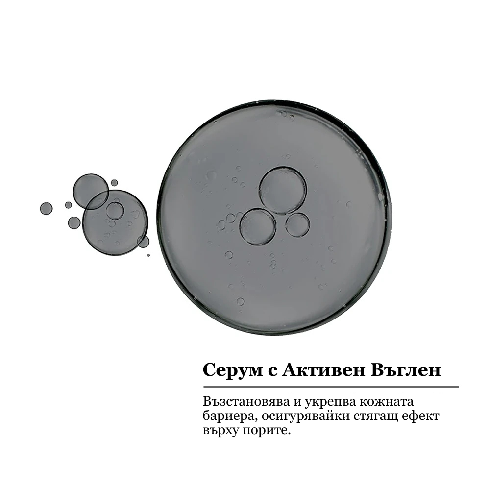 СЕРУМ ПРОТИВ НЕСЪВЪРШЕНСТВА с Активен въглен, Ниацинамид, AHA+BHA – 30ml