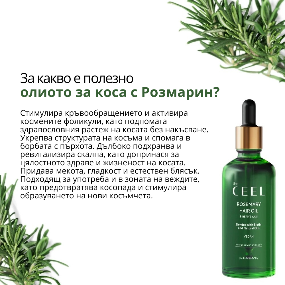 ПОДХРАНВАЩО ОЛИО ЗА КОСА с Розмарин, Биотин и Мента - 50ml
