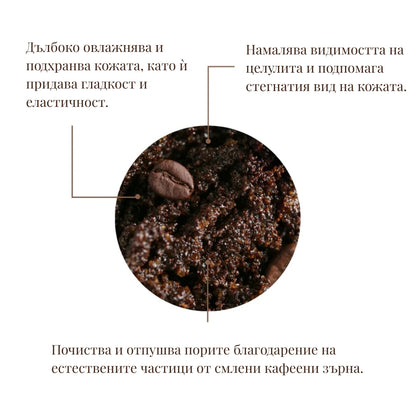 ЕНЕРГИЗИРАЩ СКРАБ за гладка и стегната кожа с кафе и семена от грейпфрут - 275g