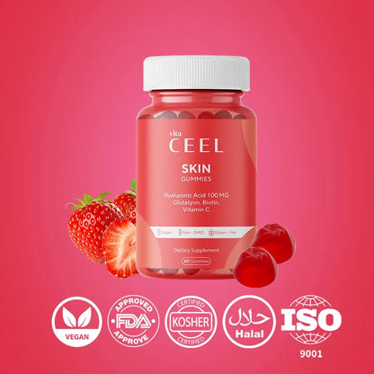 ВЕГАН ЖЕЛИРАНИ ВИТАМИНИ ЗА СИЯЙНА КОЖА с Хиалуронова Киселина, Витамин C, Глутатион и Q10 / GUMMIES